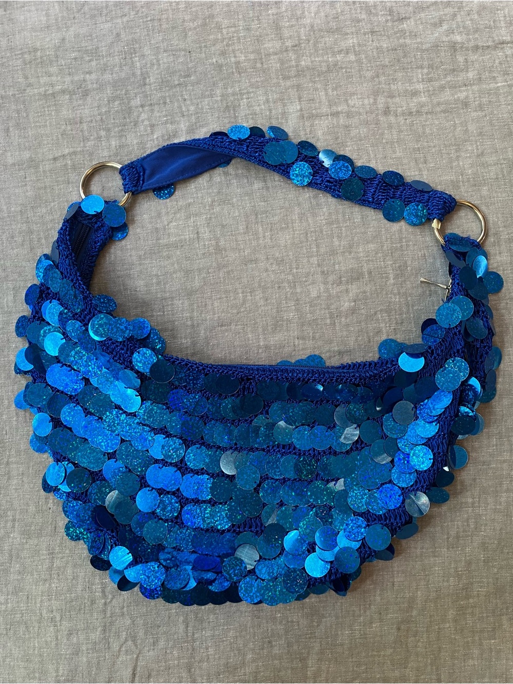 Y2K Mermaid Sequin Shoulder Bag in Blue